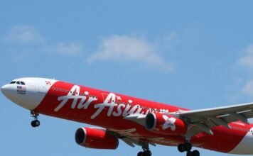 AirAsia airplane over Phuket