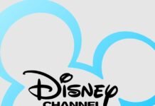 Disney Channel logo or streaming interface on TV screen