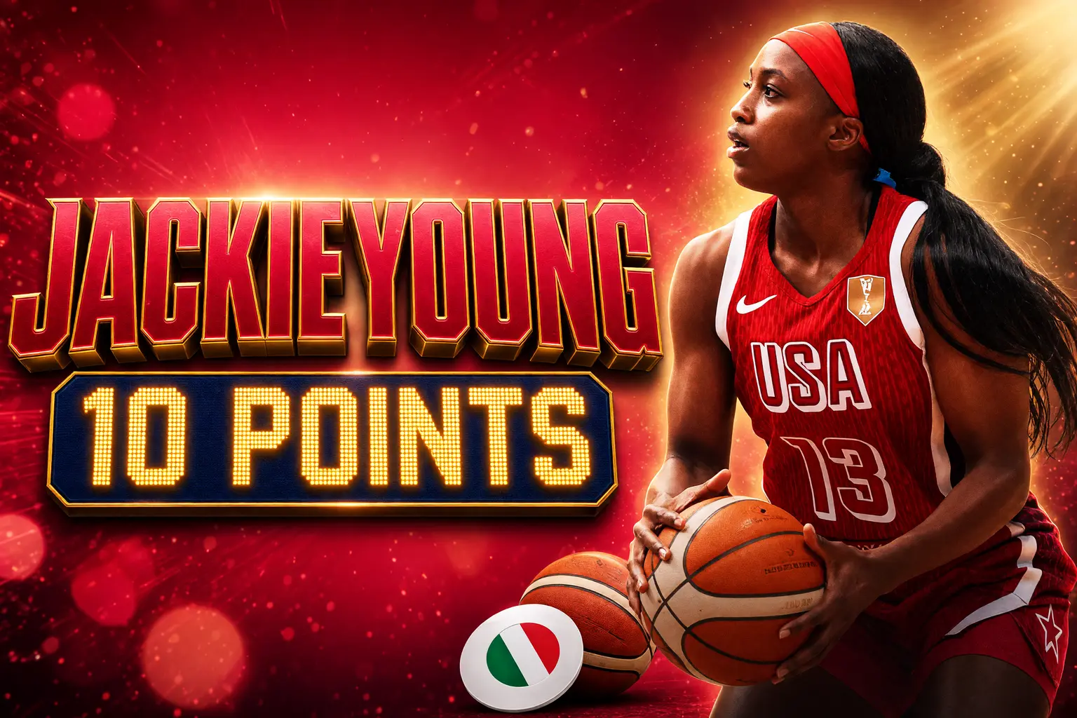Jackie Young 10 points Team USA Italy 55-52
